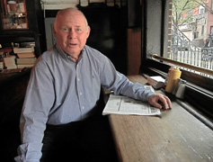 bill_o'donnell_in_corner_bistro Most mornings you can find Bill O'Donnell in his bar, The Corner Bistro.